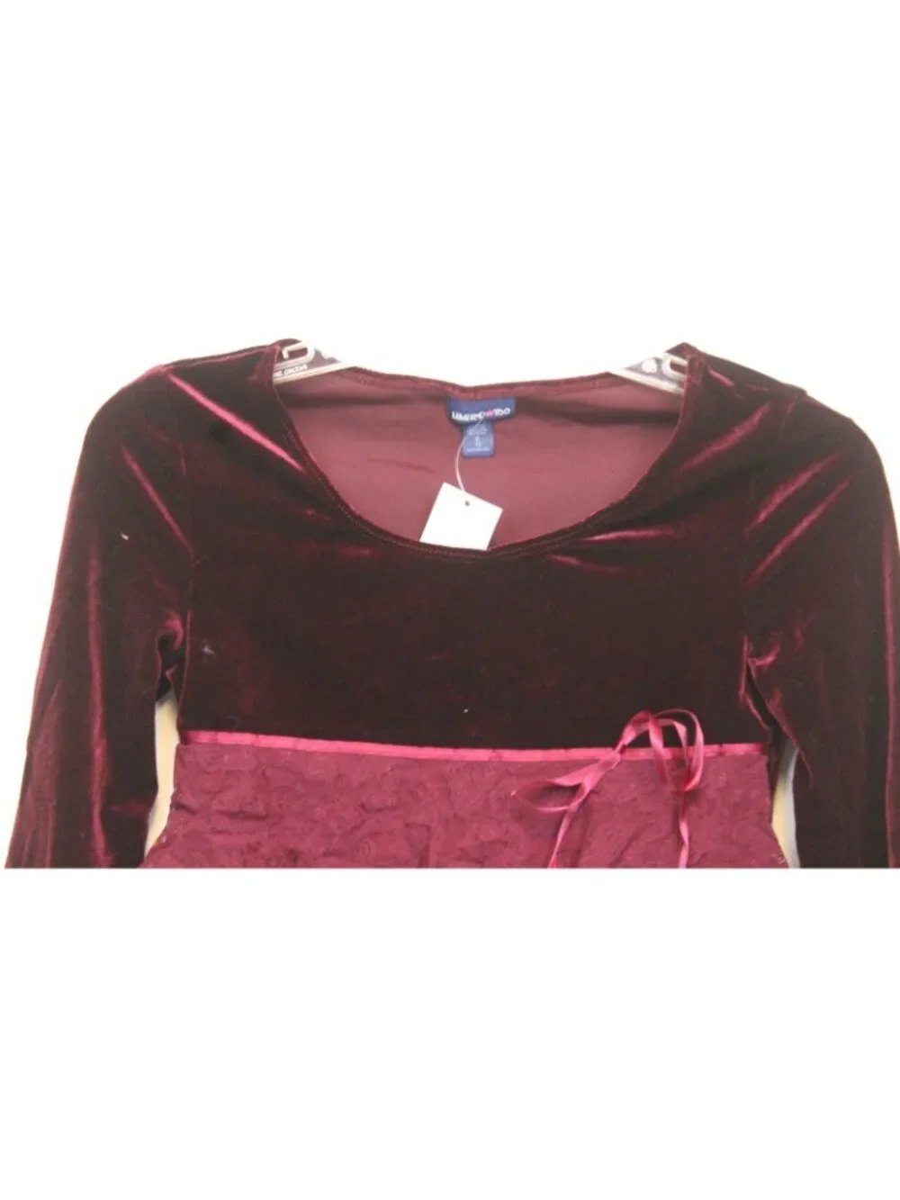 Y2K Limited too Shirt sz 10 Lace Ruffle Layer Stretch Velvet Christmas Holiday